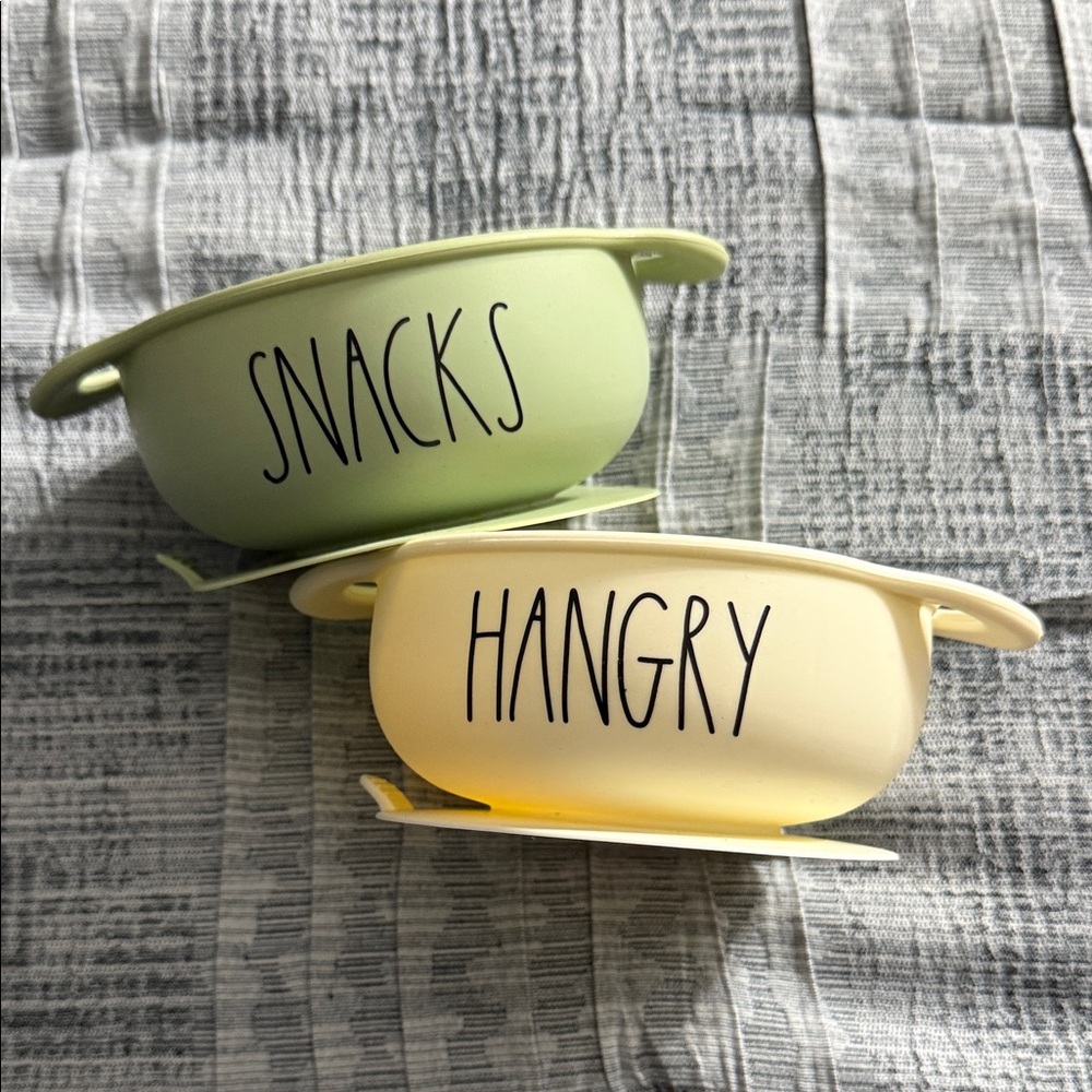 Rae Dunn Baby Silicone Suction Bowls in Light Green & Cream